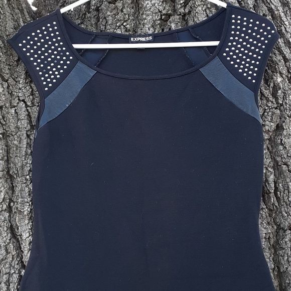 Express‎ Bling Leather Accent Sleeveless Mini Dress - Picture 2 of 8